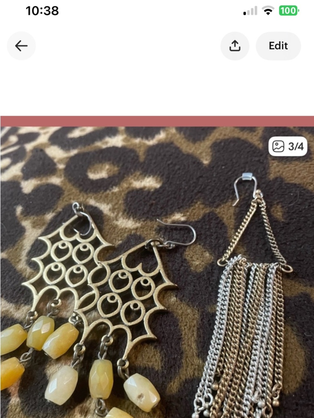 Lucky Brand Yellow Bead Chandelier and Chain Drop Earrings 2 pair